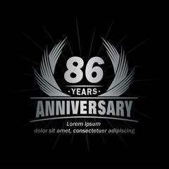 86 years logo design template. Anniversary vector and illustration template.