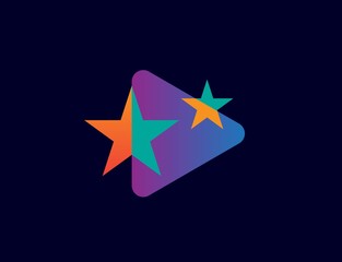 Triangle play button icon design flat illustration vector graphic