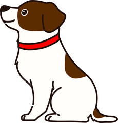 Fototapeta premium Outlined Jack Russell Terrier sitting side view with red collar