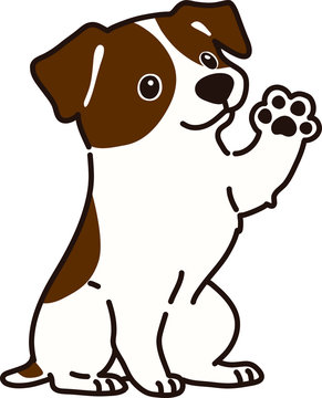 Outlined Jack Rusell Terrier waving hand