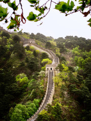 The Great Wall of China in summer. The Mutianyu area. China famous landmark. wonders of the world