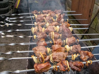BBQ  meat on barbecue for family dinner
