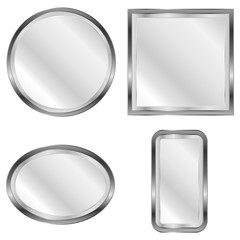 Mirror, a set of mirrors. Realistic mirror. Vector illustration