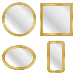 Mirror, a set of mirrors. Realistic mirror. Vector illustration