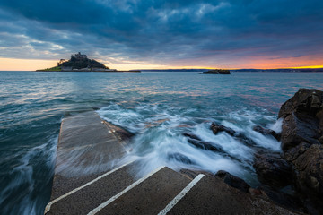 Rising storm over St Michael's Mount in Cornwall
