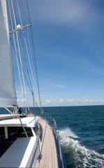 Sailing. Super sailingyacht at sea. Boat. 