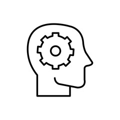 Gear inside head design, construction work repair machine part technology industry and technical theme Vector illustration