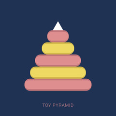 Pyramid icon. Children's colorful plastic toy. Minimal flat icon