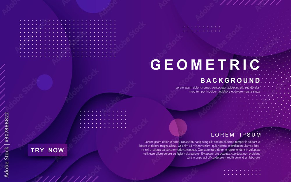 Poster purple color geometric background. dynamic textured geometric element design with dots decoration.