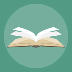 Open book literature icon. Text book open isolated icon. Brawn Open book with white pages.