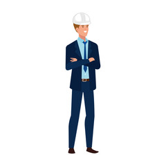 Architect man design, Construction work repair reconstruction industry build and project theme Vector illustration