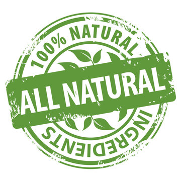 All Natural Organic Ingredients 100 Percent Green Rubber Stamp Icon Isolated On White Background.