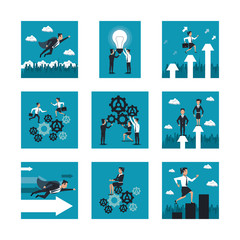 bundle of business people working