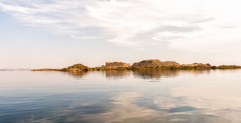 sunset over nasser lake in egypt