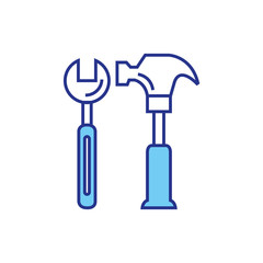 wrench and hammer design, Construction work repair reconstruction industry build and project theme Vector illustration