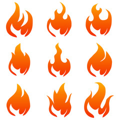Flame, flame icon. Vector flame illustration isolated on white.