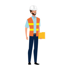 Architect man design, Construction work repair reconstruction industry build and project theme Vector illustration