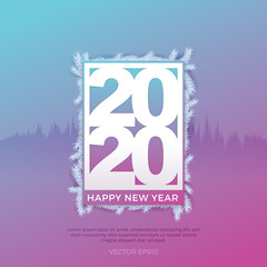 Happy new year 2020 flyer background vector illustration