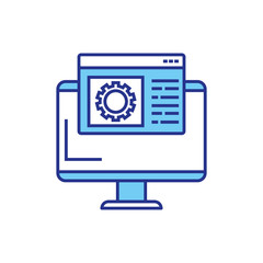 Fototapeta premium Gear and computer design, construction work repair machine part technology industry and technical theme Vector illustration