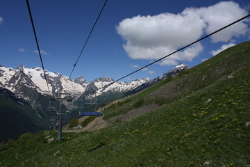 A Chair Lift in the Mountains of Caucasus, Russia