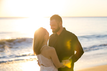 Just married couple at Sunset on the beach