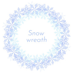 Winter wreath of snowflakes on a white background. Vector christmas illustration.