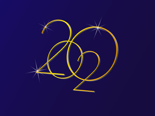 Golden 2020 New Year logo. Holiday greeting card. Vector illustration. Holiday design for greeting card, invitation, calendar, etc.