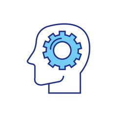 Gear inside head design, construction work repair machine part technology industry and technical theme Vector illustration