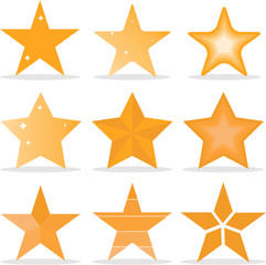 Obraz premium Gold star, a set of gold stars. Cartoon gold star. Flat design