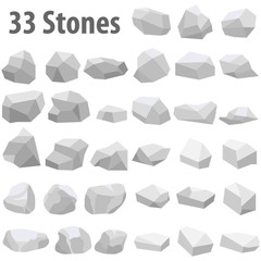 Stones, a set of stones with shadows. Flat design, vector illustration.