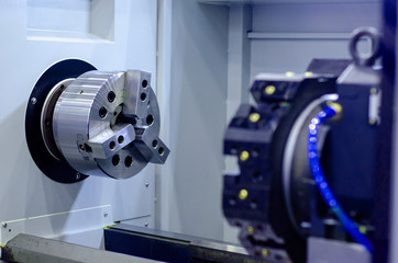 Close-up of CNC machine. CNC Tooling Systems.
