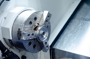 Close-up of CNC machine. CNC Tooling Systems.