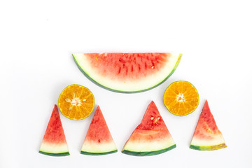Summer tropical exotic fruit on a white background