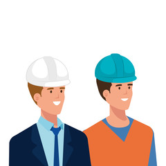 Builder and architect man design, Construction work repair reconstruction industry build and project theme Vector illustration