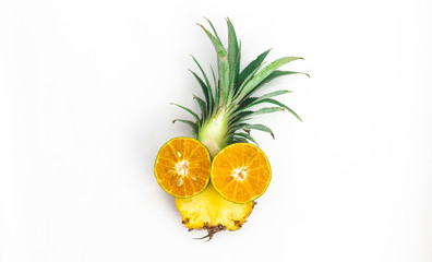 Summer tropical exotic fruit on a white background