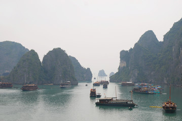 Ha Long Bay is a UNESCO World Heritage Site and popular travel destination in Quang Ninh Province, Vietnam.