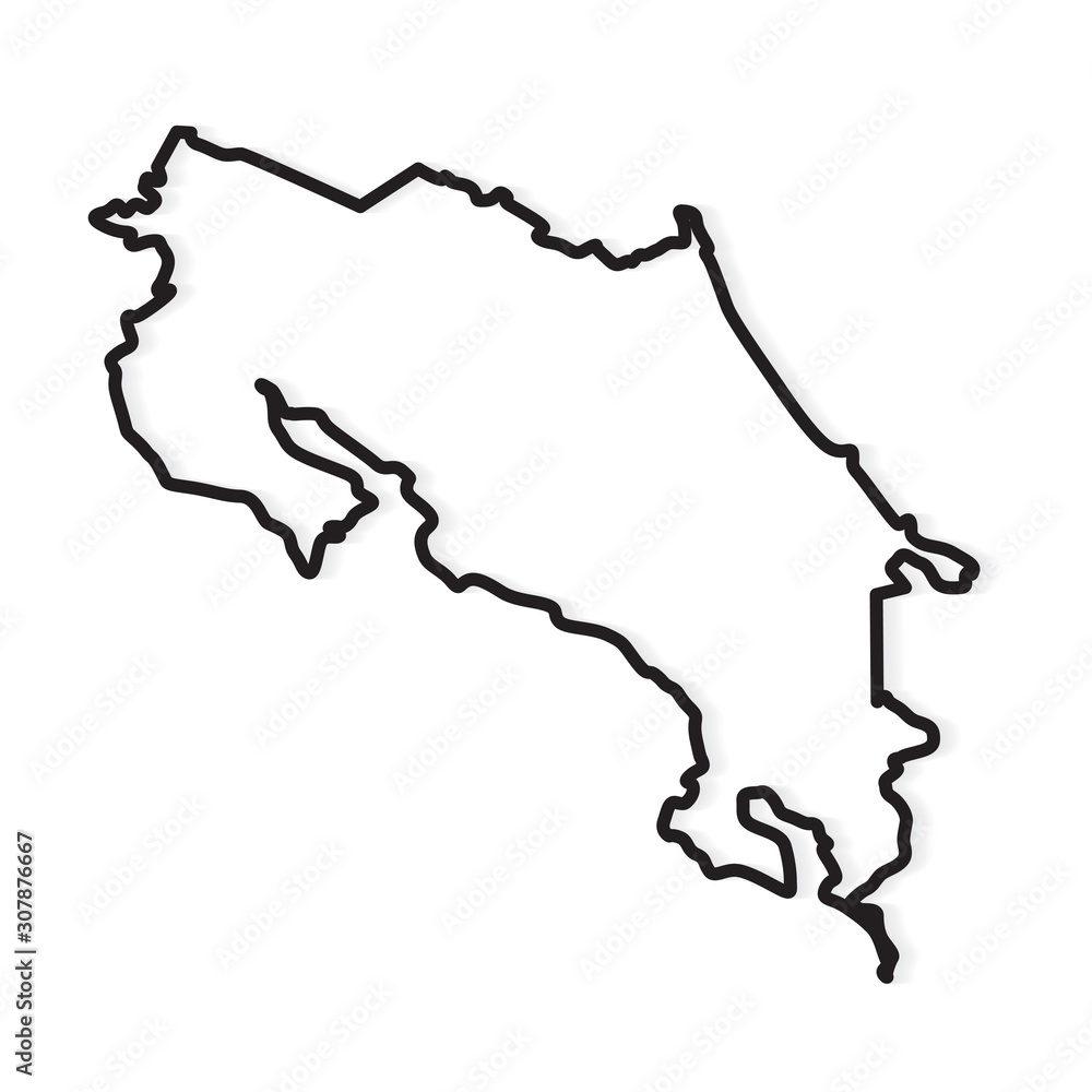 Wall mural black outline of costa rica map- vector illustration