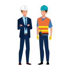 Builder and architect man design, Construction work repair reconstruction industry build and project theme Vector illustration