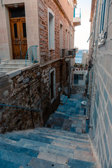 Syros, Greece casual photos from city streets and buildings at summer light
