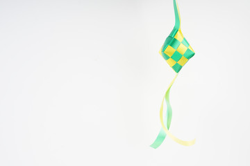 Colourful ketupat plastic ribbon decoration for eid mubarak celebration