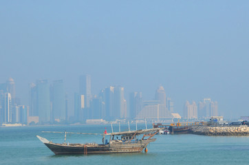 Harbour and architecture of The Pearl, Doha, Qatar, Middle East