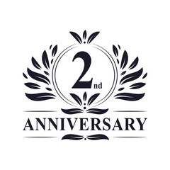 2 years Anniversary logo, luxurious 2nd Anniversary design celebration.