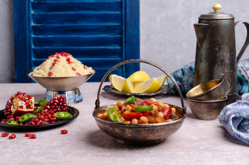 Stewed vegetables with chickpeas and couscous