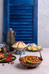 Stewed vegetables with chickpeas and couscous