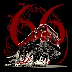 Cartoon muscle semi truck