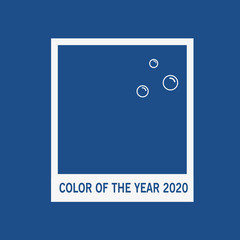 Color of the Year 2020 Classic Blue. Background fashionable palette. Water bubbles