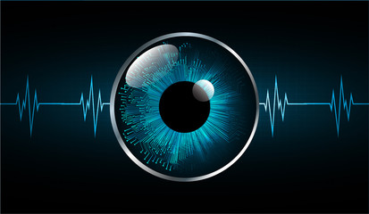 Fototapeta Blue eye cyber circuit future technology concept background obraz