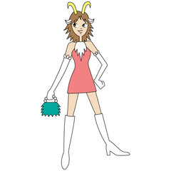 Illustration of a girl dressed as a goat