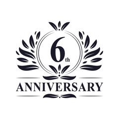 Obraz premium 6 years Anniversary logo, luxurious 6th Anniversary design celebration.
