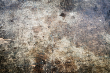 Old dirty wood background, vintage wooden plank table furniture with some part peeling, texture abstract grunge background